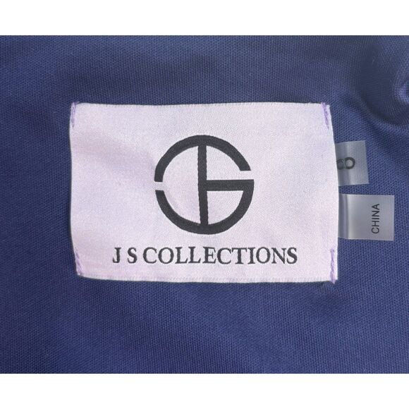 JS Collections Tulip Sleeve V-Neck Cocktail Work Dress Blue Navy Sapphire 8 NWT - Picture 7 of 13